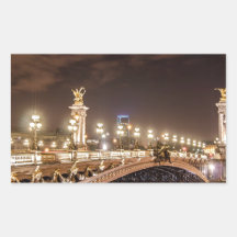 Brücke Alexanders 3 in Paris Frankreich nachts Rechteckige Sticker