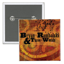 Bryan Rombalski und drei Welten quadrieren Knopf Anstecknadel