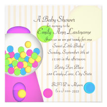 Bubblegum Babyparty Individuelle Einladung
