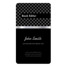 Buch-Herausgeber - elegante schwarze silberne Quad Visitenkartenvorlagen