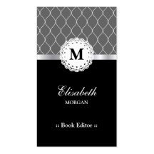 Buch-Herausgeber - elegantes schwarzes Spitze-Must Visitenkartenvorlage