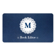 Buch-Herausgeber - Spitze-Monogramm-Blau-Muster Visitenkarten Vorlage