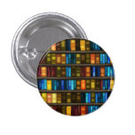 Buch-Liebhaber u. Bibliothekar-bunte Bücher auf Re Button