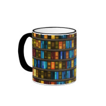 Buch-Liebhaber u. Bibliothekar-bunte Bücher auf Re Kaffee Haferl