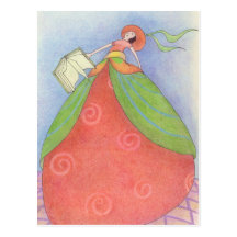 Buch-Mädchen-Postkarte