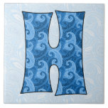 Buchstabe H - Mit Monogramm blaues Paisley 6 Zoll 
