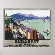 Budapest über Harwich Vintages Reise-Plakat