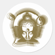 Buddha-Diskjockey Runder Aufkleber