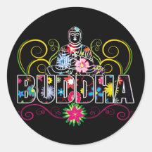 Buddha in den Blumen Runde Sticker