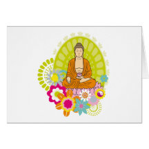 Buddha in den Frühlings-Blumen Grußkarte