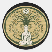 Buddha unter dem Bodhi Baum Runder Sticker