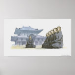 Buddhistische Mönche des Zens, die außerhalb des T Posterdrucke