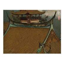 Buddhistischer Tempel-Postkarte in der Woodblock D