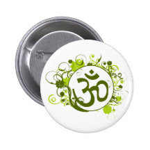 Buddhistisches grünes Blumenom Button