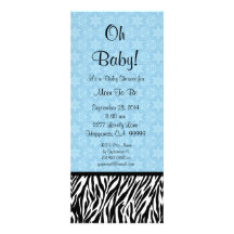 Bue Zebra-Druck-Junge BabyShower Ver 2 B602 Einladungskarten