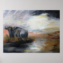 Büffel - abstrakt auf Leinwand Plakat