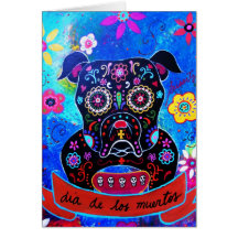 Bulldog Dia de Los Muertos Painting Grußkarten