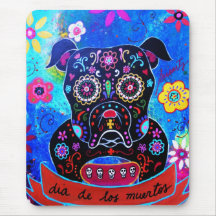 Bulldog Dia de Los Muertos Painting Mauspads