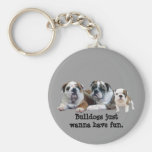 Bulldoggen-Trio Keychain Schlüsselanhänger