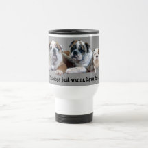Bulldoggen-Trio-Reise-Becher Kaffee Tasse