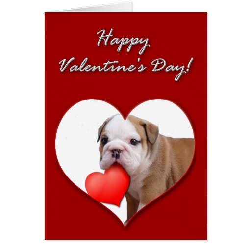 Bulldoggen-Welpe Karte des Valentinsgrußes