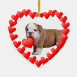 Bulldoggen-Welpenverzierung des Valentinsgrußes Weihnachtsbaum Ornament