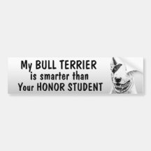 Bullterrier - intelligenter als Ehrenstudent - lus Autosticker