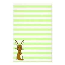 Bunbun - niedliches Kaninchen-Grün Stripes Briefpa Bedrucktes Papier