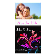 Bunt blühen Sie /photo "Save the Date " Bild Karte