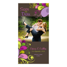 Bunte BlumenBlätter-Save the Date Foto-Karte Photokarten