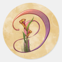 Bunte Calla-Initiale D Runde Sticker