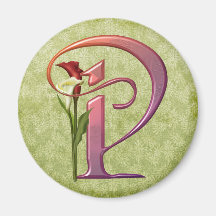 Bunte Calla-Initiale P Kühlschrankmagnet