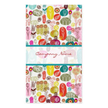 Bunte einfache Hand gezeichnetes Retro Blumen-Must Visitenkarten