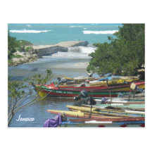 Bunte Fluss-Boote Negril Jamaika Postkarte