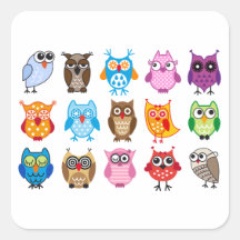 Bunte niedliche Eulen Sticker