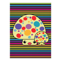 Bunte niedliche gepunktete Kawaii PilzToadstools Individuelle Einladungen
