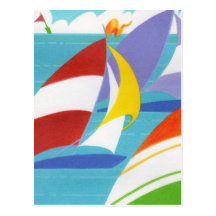 Bunte Segelboote Postkarte