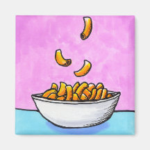 Bunte ursprüngliche kleine Kunst des Mac- und Käse Kühlschrankmagnete