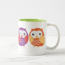 Bunter Eulen-Becher Tee Haferl