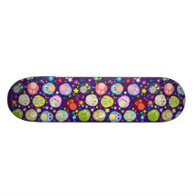 Bunter Eulen-und Blumen-Entwurf Bedrucktes Skateboard