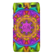 Bunter Kaleidoskopkasten mit Monogramm Droid RAZR Hülle
