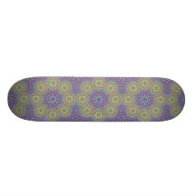Bunter Mandala lila mit gelben Kreisen Skateboarddeck