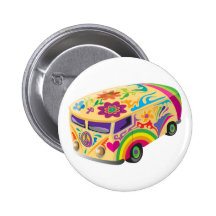 Bunter psychedelischer gemalter Bus Anstecknadel