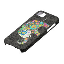 Buntes Blumen Elefanten-Design, Retro iPhone 5 Etui