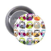 Buntes Eulen-Muster Buttons