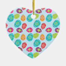 Buntes Frühlings-Osterei-Muster auf Baby-Blau Weihnachtsornament