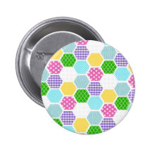 Buntes girly Bienenwabenmuster Buttons
