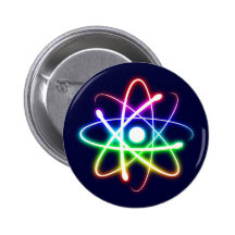 Buntes glühendes Atom - Knopf Button