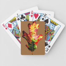 Buntes Herbst-Eichen-Blatt Spielkarten