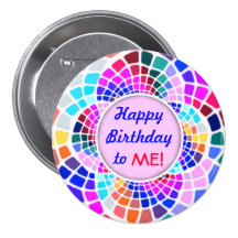 Buntes Mosaik-alles Gute zum Geburtstag zu mir Pin Button